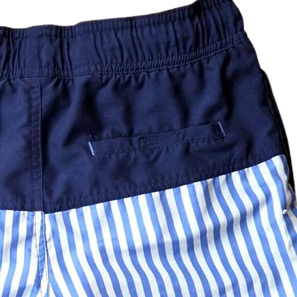 Boys Cat & Jack Large Swim Trunks Blue & White Striped Elastic Waist Mesh Lining - Picture 4 of 7